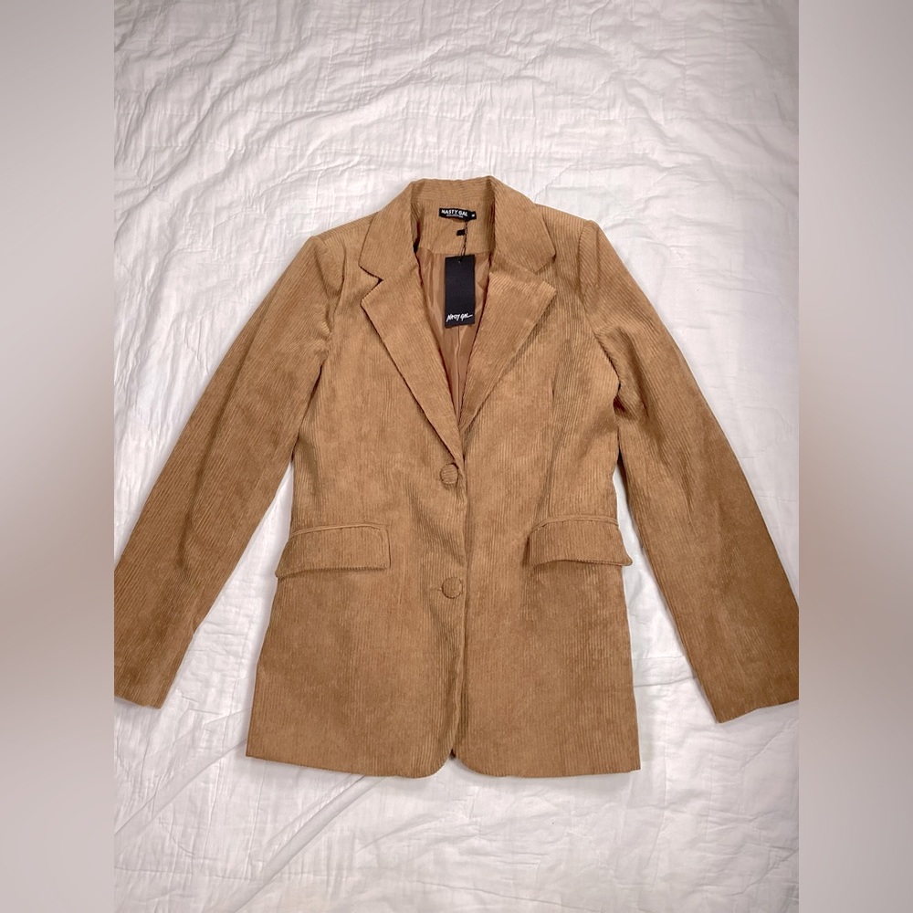 NWT Nasty Gal Corduroy Blazer Caramel Tan Medium